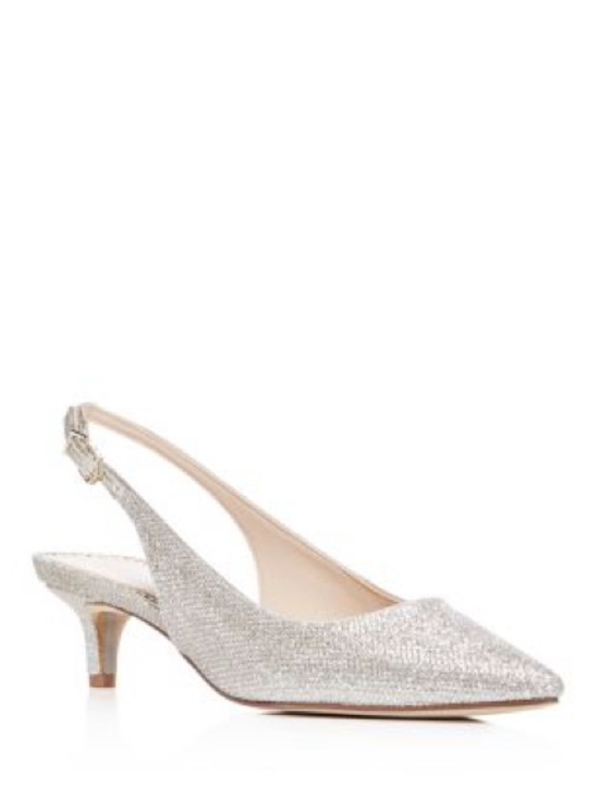 Sam Edelman Shoes - Sam Edelman Women's Ludlow Slingback Kitten-Heel Pumps Silver Glitter